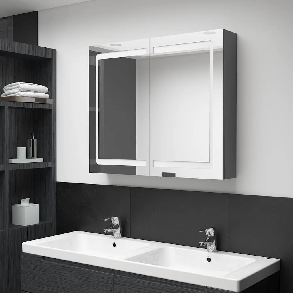 LED Spiegelschrank Grau 80 cm