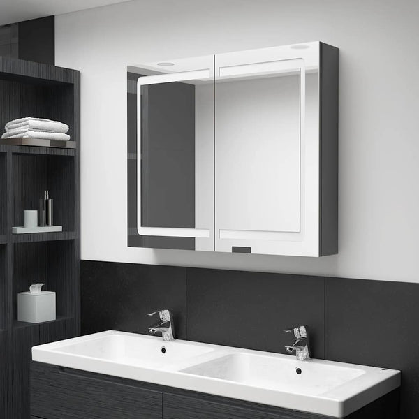 LED Spiegelschrank Grau 80 cm