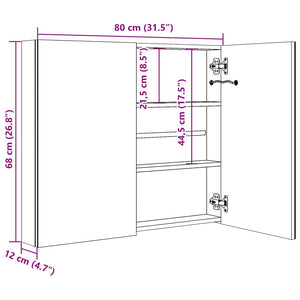 LED-Spiegelschrank Grau 80cm