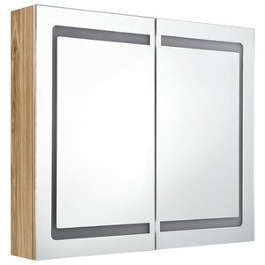 LED-Spiegelschrank Eichen-Optik 80 cm
