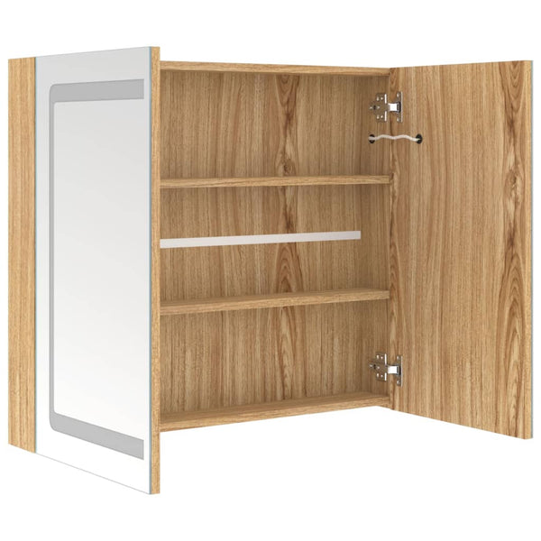LED-Spiegelschrank Eichen-Optik 80 cm