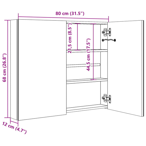 LED-Spiegelschrank Eichen-Optik 80 cm