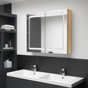 LED-Spiegelschrank Eichen-Optik 80 cm