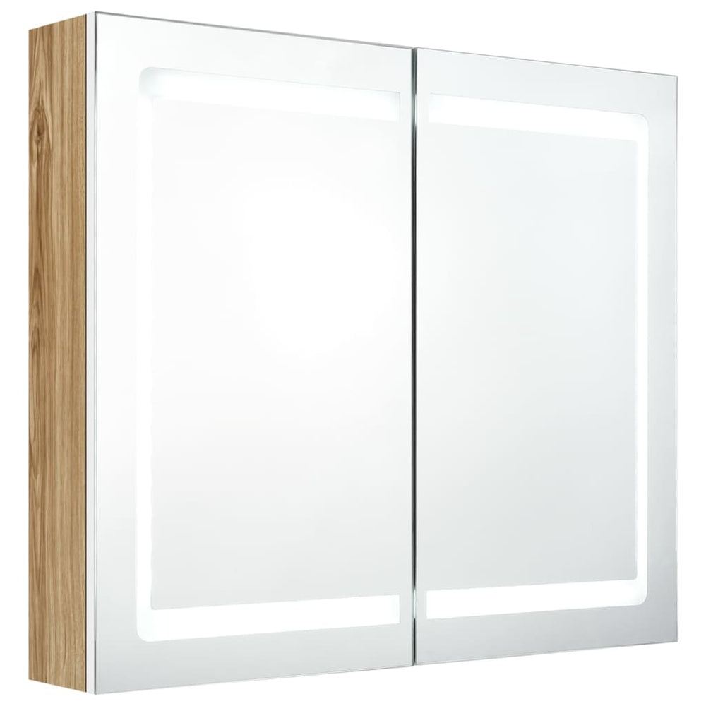 LED Spiegelschrank Bad Weiß/Eiche 80cm
