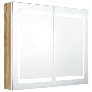 LED Spiegelschrank Bad Weiß/Eiche 80cm