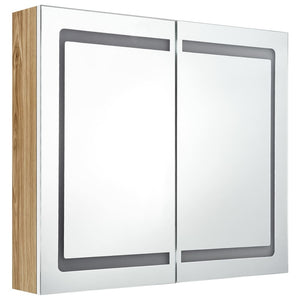 LED Spiegelschrank Bad Weiß/Eiche 80cm