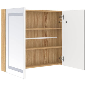 LED Spiegelschrank Bad Weiß/Eiche 80cm