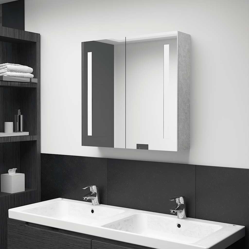LED Bad Spiegelschrank Betongrau 62 cm