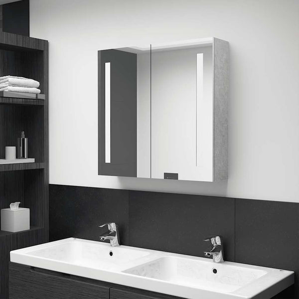 LED Bad Spiegelschrank Betongrau 62 cm