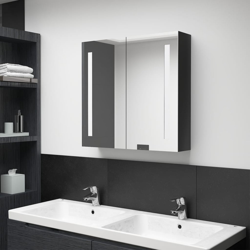LED-Spiegelschrank Schwarz 62x14x60 cm