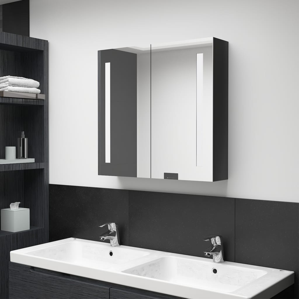 LED-Spiegelschrank Schwarz 62x14x60 cm