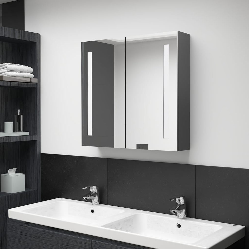 LED Spiegelschrank Grau 62x60 cm