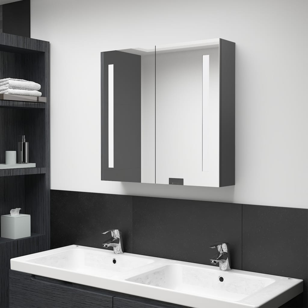 LED Spiegelschrank Grau 62x60 cm