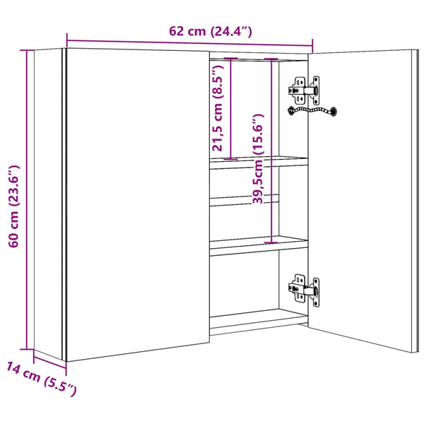 LED-Spiegelschrank Grau 62x60cm