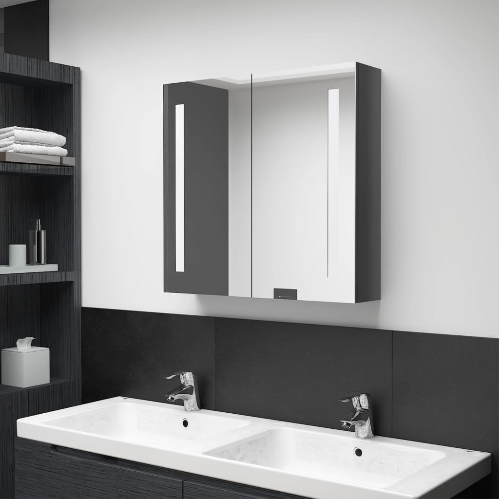 LED-Spiegelschrank Grau 62x60cm
