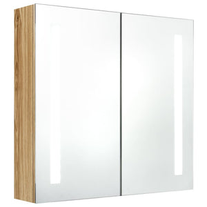LED Badspiegelschrank Eichenoptik 62x60 cm