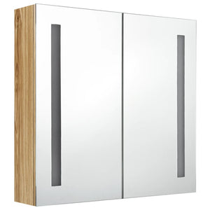 LED Badspiegelschrank Eichenoptik 62x60 cm