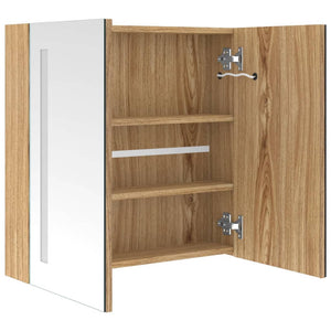 LED Badspiegelschrank Eichenoptik 62x60 cm