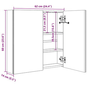 LED Badspiegelschrank Eichenoptik 62x60 cm