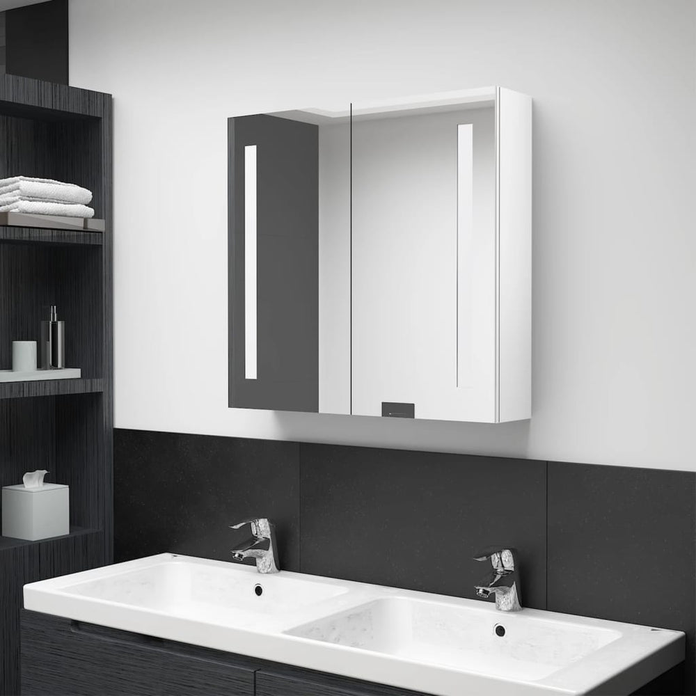 LED Spiegelschrank Bad Weiß 62x60 cm