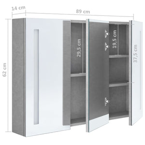 LED Spiegelschrank Betongrau 89x62 cm