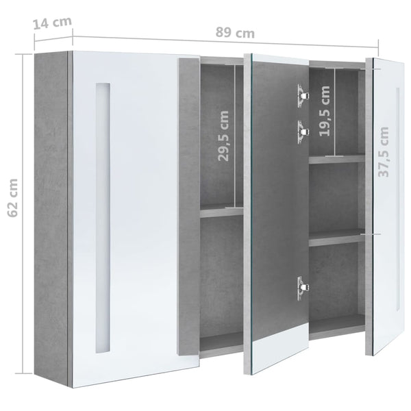 LED Spiegelschrank Betongrau 89x62 cm