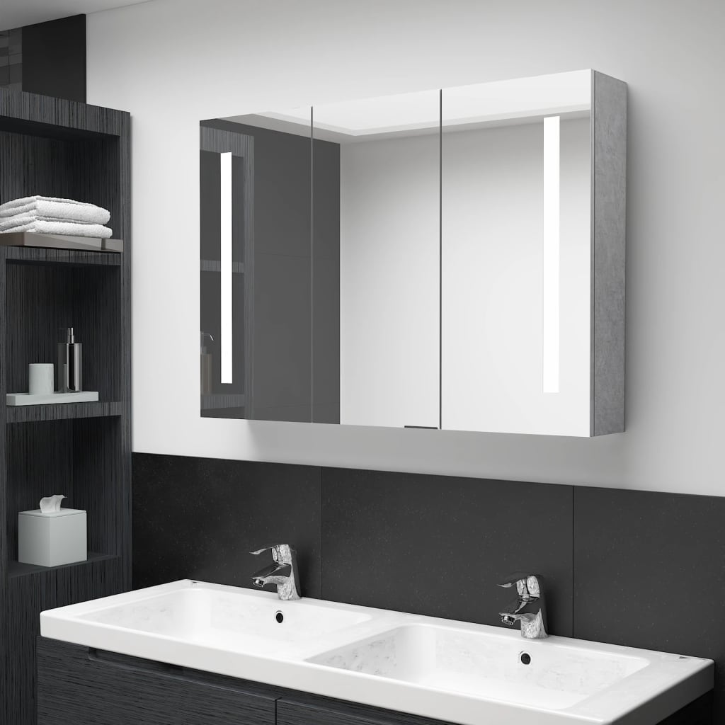 LED Spiegelschrank Betongrau 89x62 cm