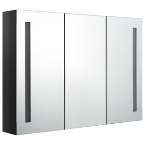 LED Spiegelschrank Bad, 89 cm, Schwarz Glänzend