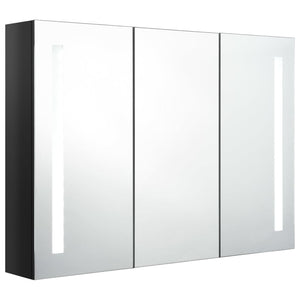 LED Spiegelschrank Bad, 89 cm, Schwarz Glänzend