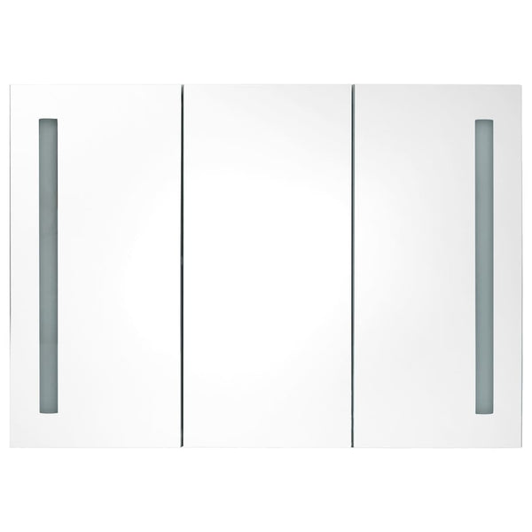 LED Spiegelschrank Bad, 89 cm, Schwarz Glänzend