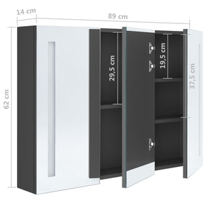 LED Spiegelschrank Bad Grau 89 cm
