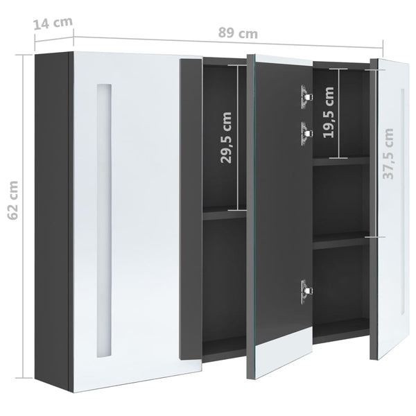 LED Spiegelschrank Bad Grau 89 cm