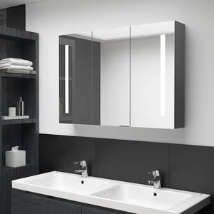 LED Spiegelschrank Bad Grau 89 cm
