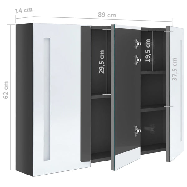 LED Spiegelschrank Bad Grau 89 cm