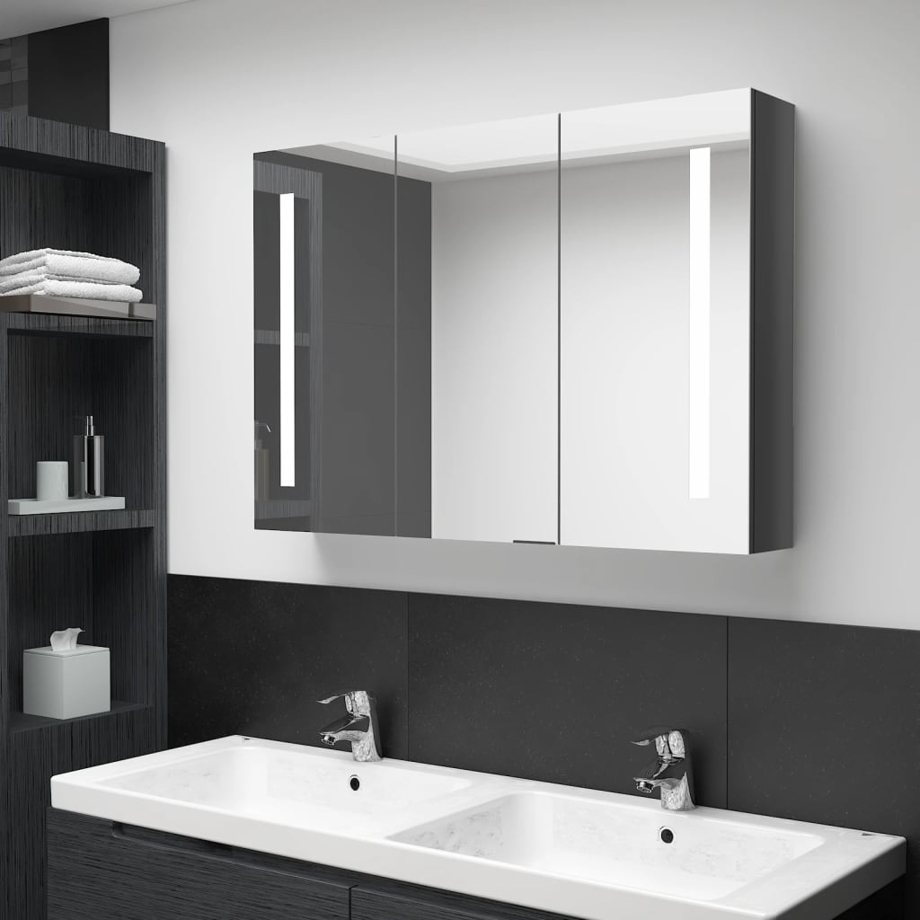 LED Spiegelschrank Bad Grau 89 cm