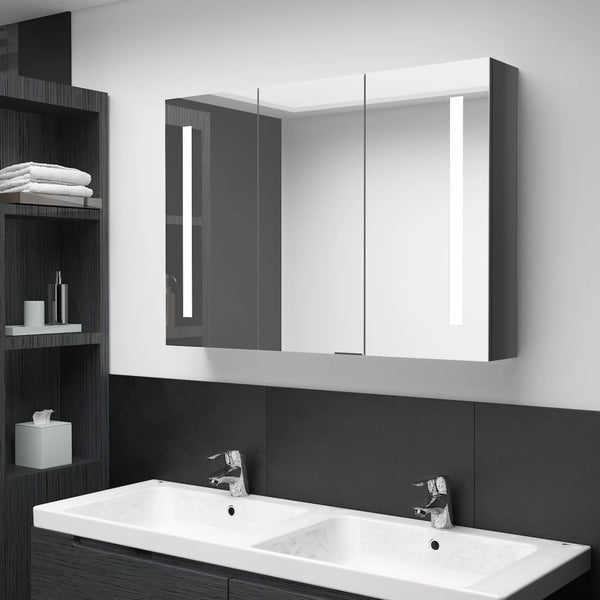 LED Spiegelschrank Bad Grau 89 cm
