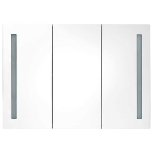 LED Bad Spiegelschrank Weiß Eichenoptik 89 cm