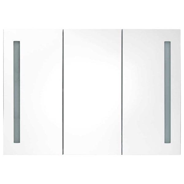 LED Bad Spiegelschrank Weiß Eichenoptik 89 cm