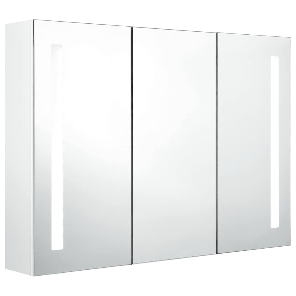 LED Spiegelschrank Bad Glänzend Weiß 89cm