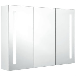 LED Spiegelschrank Bad Glänzend Weiß 89cm