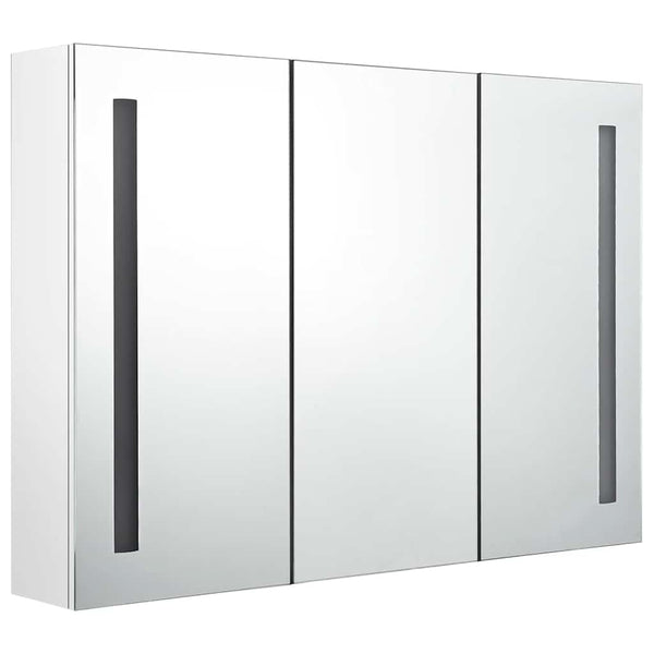LED Spiegelschrank Bad Glänzend Weiß 89cm
