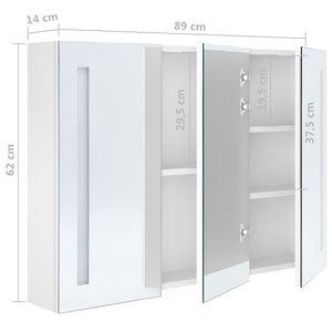 LED Spiegelschrank Bad Glänzend Weiß 89cm