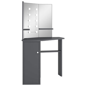 vidaXL Coiffeuse d'angle avec LED Gris 111x54x141,5 cm