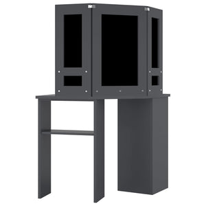 vidaXL Coiffeuse d'angle avec LED Gris 111x54x141,5 cm