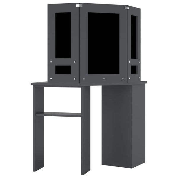 vidaXL Coiffeuse d'angle avec LED Gris 111x54x141,5 cm