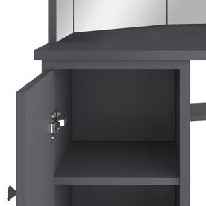 vidaXL Coiffeuse d'angle avec LED Gris 111x54x141,5 cm