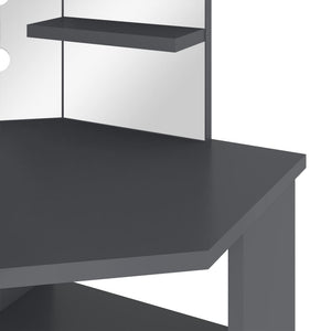 vidaXL Coiffeuse d'angle avec LED Gris 111x54x141,5 cm