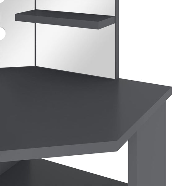 vidaXL Coiffeuse d'angle avec LED Gris 111x54x141,5 cm