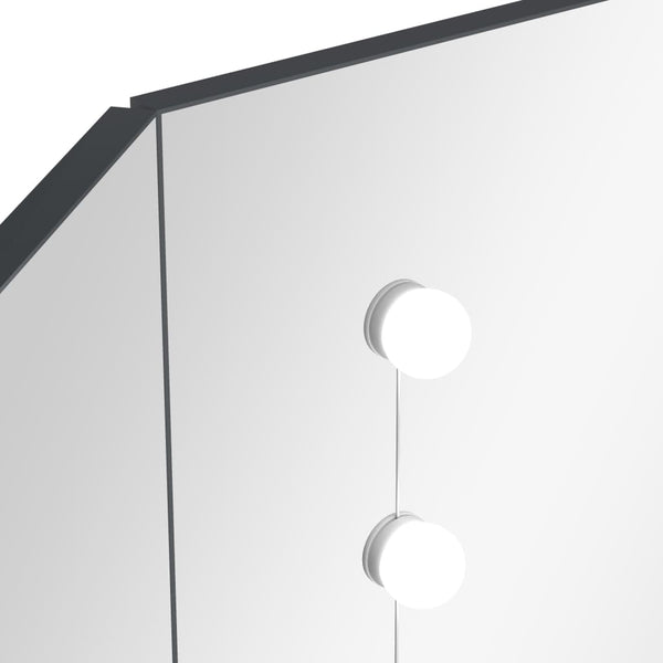 vidaXL Coiffeuse d'angle avec LED Gris 111x54x141,5 cm