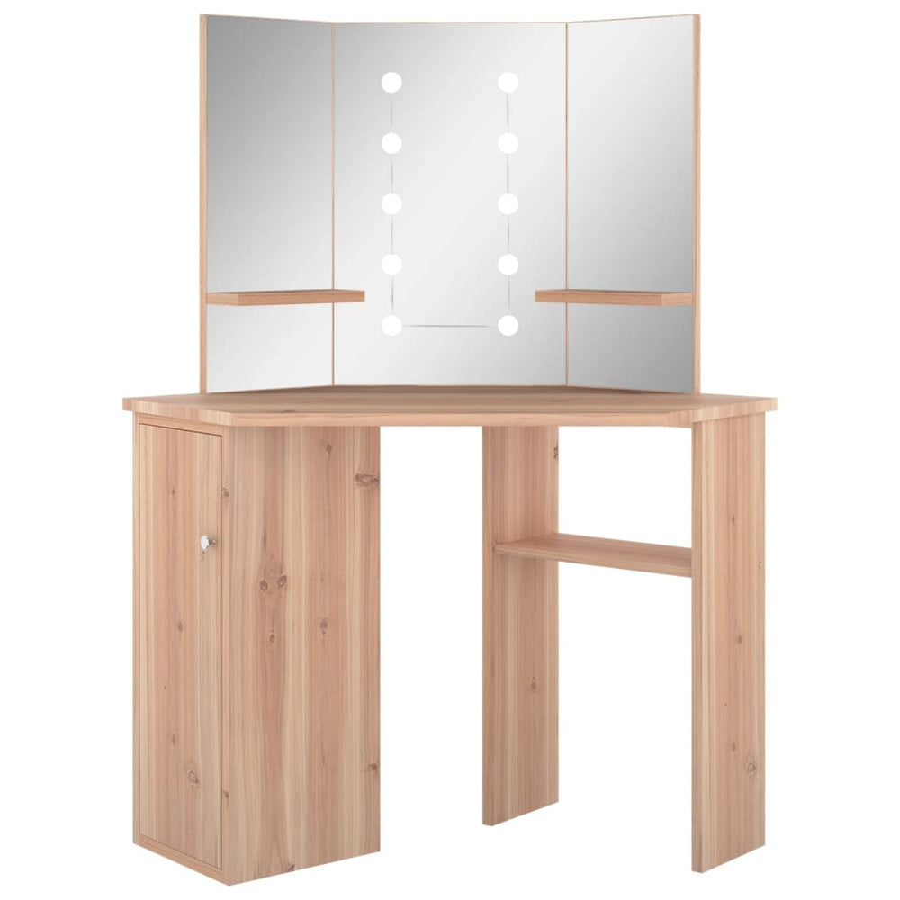 Eck-Schminktisch mit LED Eichenoptik